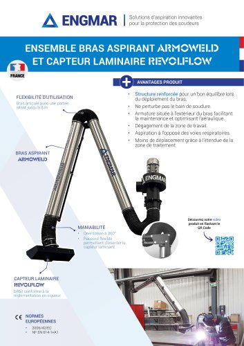 Fiche produit Bras aspirant ARMOWELD et capteur laminaire REVOLFLOW