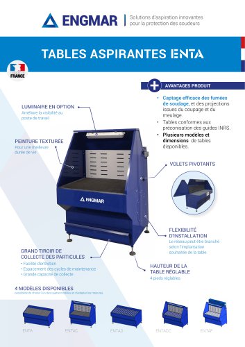 Fiche technique Tables aspirantes ENTA
