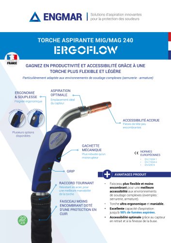 Fiche technique Torche aspirante MIG/MAG 240 ERGOFLOW