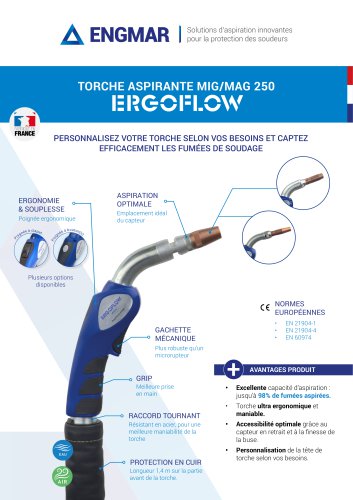 Fiche technique Torche aspirante MIG/MAG 250 ERGOFLOW