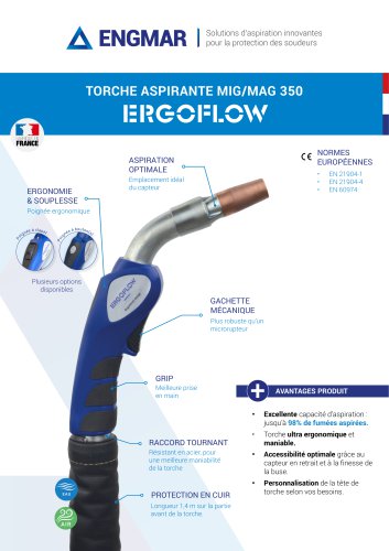 Fiche technique Torche aspirante MIG/MAG 350 ERGOFLOW