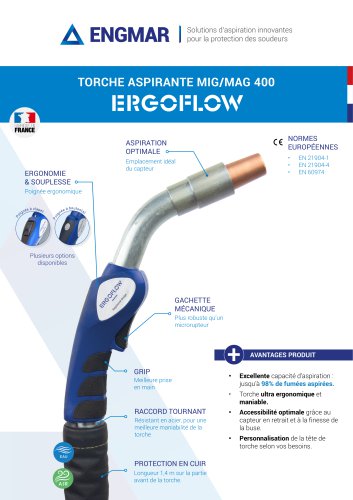 Fiche technique Torche aspirante MIG/MAG 400 ERGOFLOW