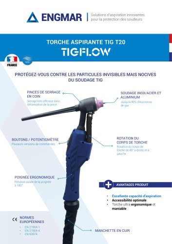 Fiche technique Torche aspirante TIG T20 TIGFLOW