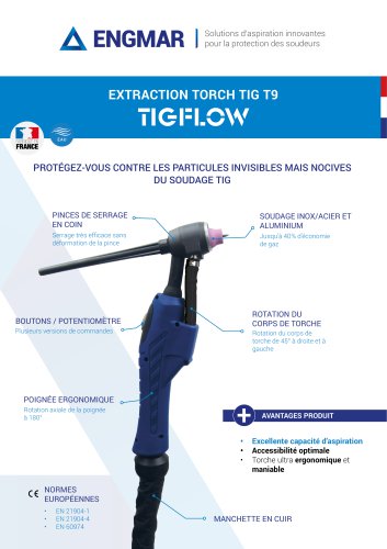 Fiche technique Torche aspirante TIG T9 TIGFLOW