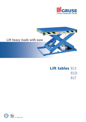 Lift heavy loads with ease Lift tables ELS ELD ELT