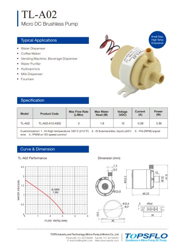 A02 Micro Brushless DC Centrifugal Pump