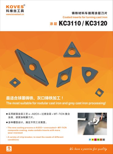 Carbide insert KC3110 KC3120 grade for cast iron