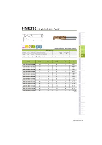 HME235 Carbide flat mill 2F for steel and stainless steel helix35