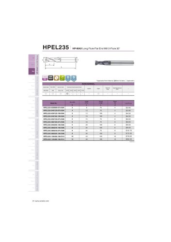 HPEL235 Carbide flat mill 2F long length for steel helix35