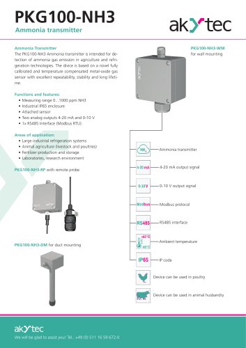 PKG100-NH3 AMMONIA TRANSMITTER