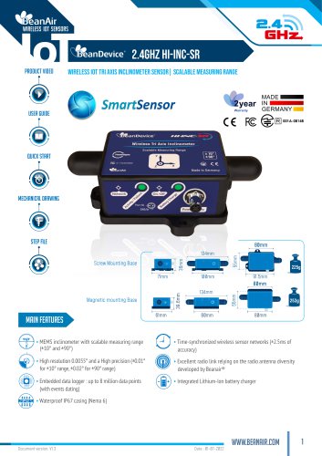 2.4GHz HI-INC-SR Wireless TRI AXIS inclinometer Sensor