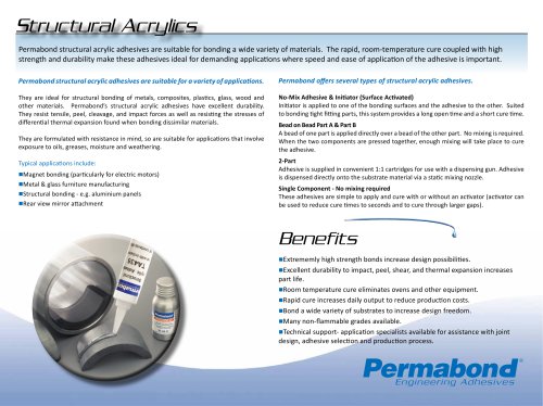 Permabond Rapid-Curing, Structural Acrylic Adhesives