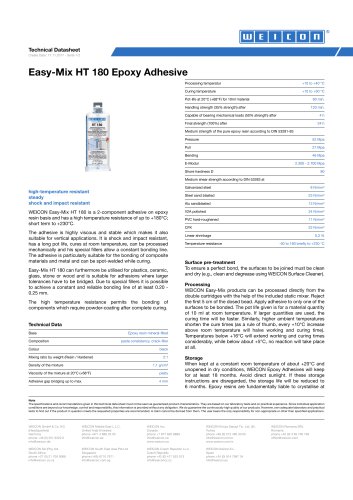 Easy-Mix HT 180 Epoxy Adhesive TDS