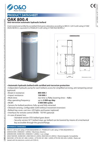 OAK 800.4 Anti-terrorism automatic hydraulic bollard