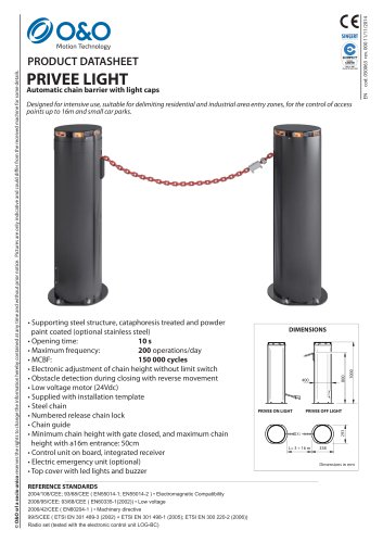 PRIVEE LIGHT Automatic chain barrier with light caps