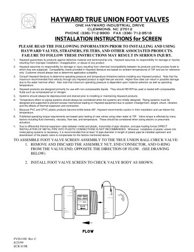 Foot Valve Screens