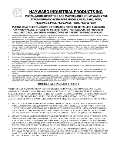 Pneumatic Actuator Models PAD/PAS & PKD/PKS