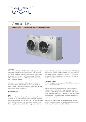 Airmax II NH3 - Unit cooler industrial line for ammonia refrigerant