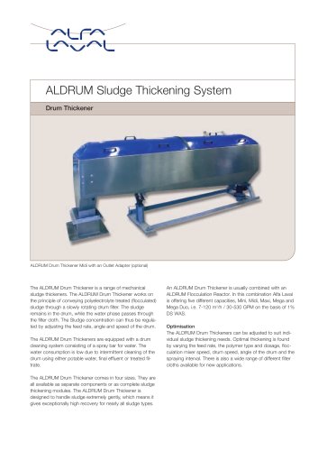 ALDRUM Sludge Thickening System - Drum Thickener