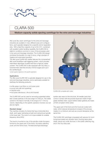 CLARA - CLARA 500 - Medium-capacity solids-ejecting centrifuge for the wine and beverage industries