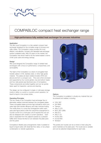 Compabloc - welded heat exchanger range