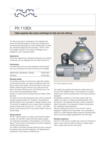 PX 110EX Disc stack centrifuge