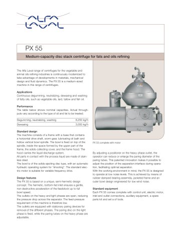 PX 55 Disc stack centrifuge