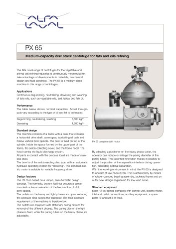 PX 65 Disc stack centrifuge