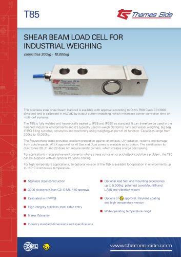 T85 Load cell Data sheet