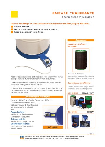 Embase chauffante &ndash; Thermostat m&eacute;canique