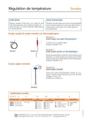 Sondes r&eacute;gulation de temp&eacute;rature