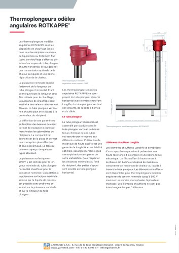 Thermoplongeurs modèles angulaires ROTKAPPE®