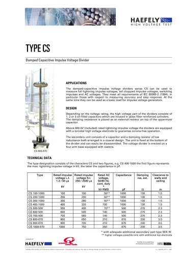 External Damped Capacitive Impulse Voltage Divider