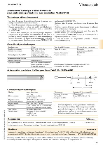 Anémomètres numériques à hélice pour applications spéciales