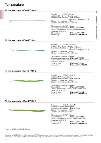 Câbles pour thermocouples