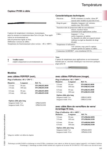 Capteur Pt100 &agrave; c&acirc;ble
