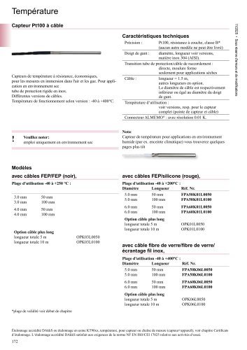 Capteur Pt100 à câble