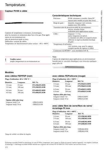 Capteur Pt100 à câble
