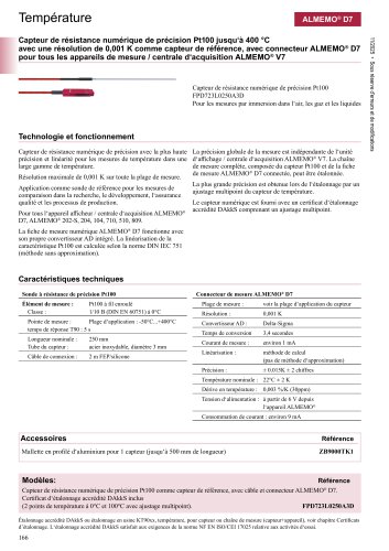 Capteur de résistance numérique de précision Pt100