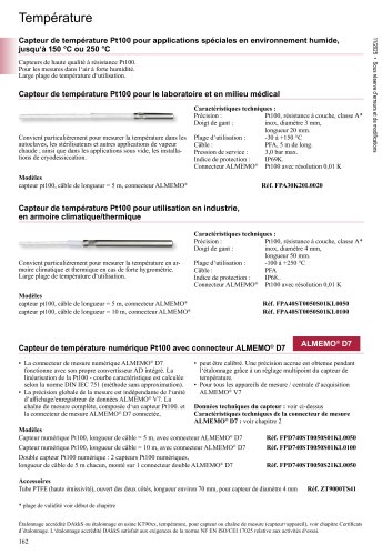 Capteur de temp&eacute;rature Pt100 pour applications sp&eacute;ciales