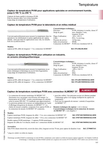 Capteur de température Pt100 pour applications spéciales