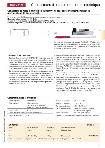 Connecteurs ALMEMO&reg; pour potentiom&eacute;trique