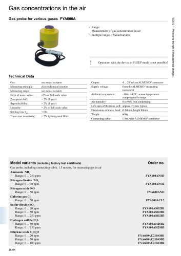 Gas probe for various gases FYA600A