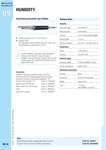 Hand-held psychrometer type FNA846