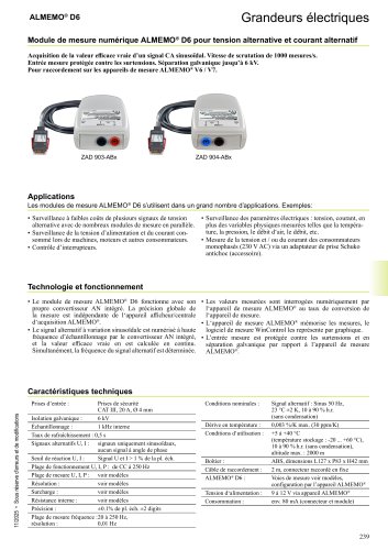 Module de mesure numérique rapide pour tension alternative, courant alternatif, puissance alternative