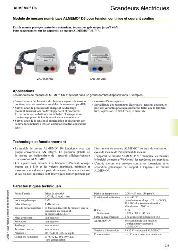 Module de mesure numérique rapide pour tension continue, courant continu, puissance continue