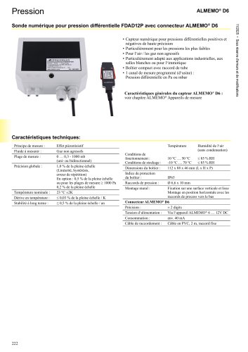 Sonde num&eacute;rique pour pression diff&eacute;rentielle FDAD12P