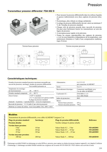 Transmetteur pression diff&eacute;rentiel