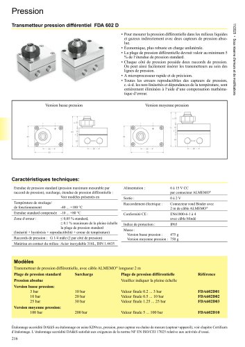 Transmetteur pression différentiel