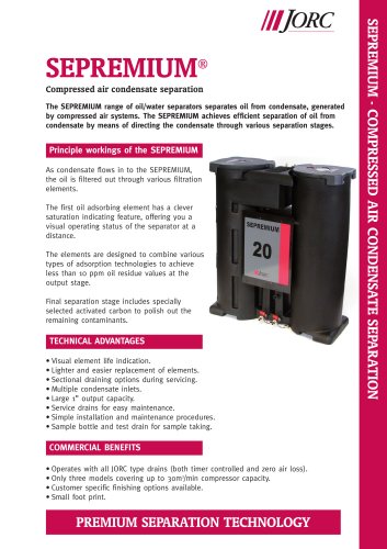 SEPREMIUM 10 Compressed air condensate separator